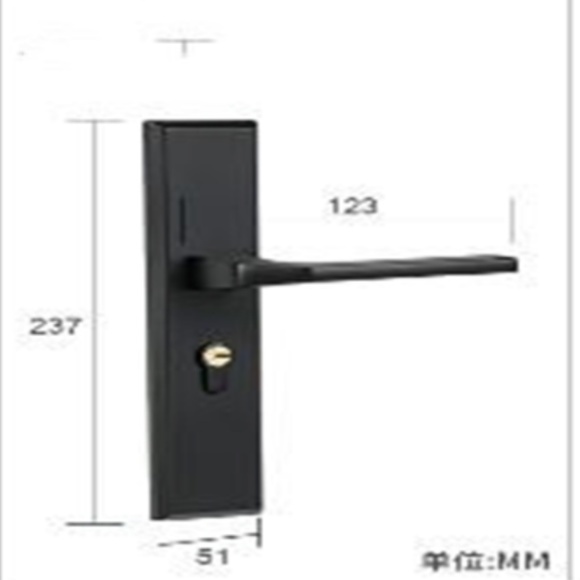 Modern Door Handle with Lock, Black, Mortise Lockset - Picture 3 of 6